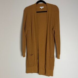 BP Women's Mustard Tan Open-Front Long Cardigan Pockets Size S